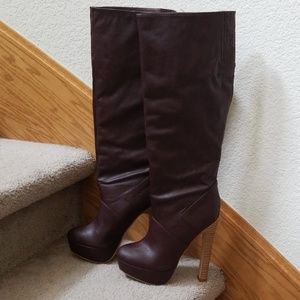 Colin Stuart Oxblood Knee High Boots